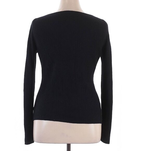 Reformation Cashmere Black Ribbed Scoop Neck Mia Cashmere Sweater XL - Picture 3 of 8